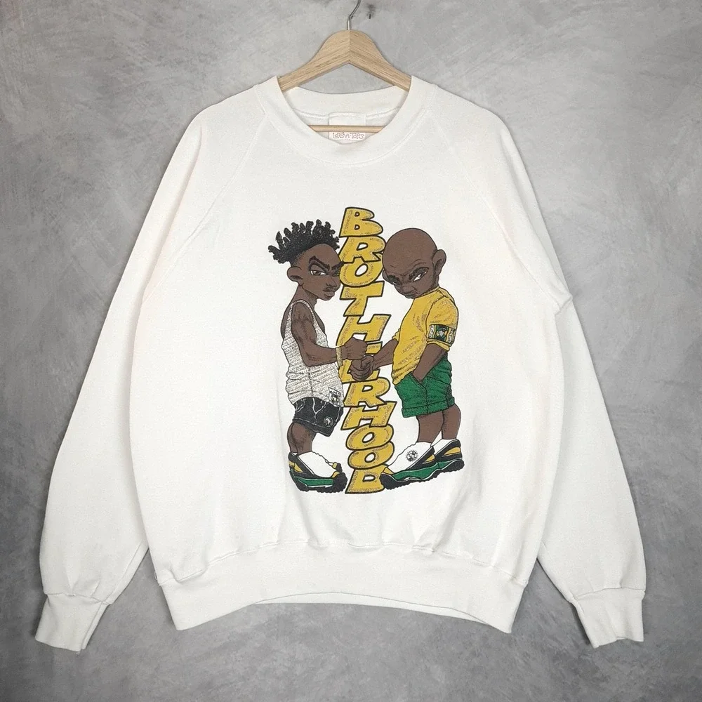 Vintage 90s Brotherhood Sweatshirt Mens XL Hip Hop Cross Colors Vibe Streetwear